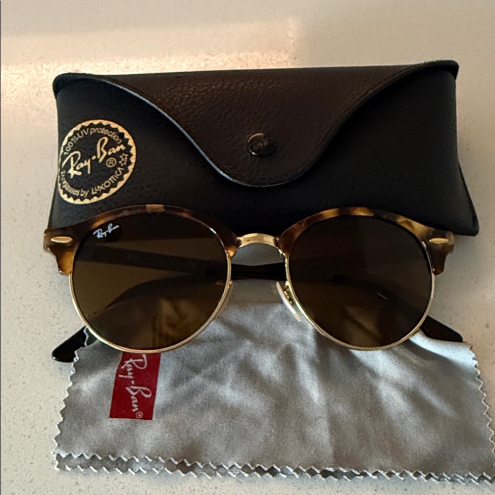 Ray-Ban Tortoise and Gold Round Sunglasses